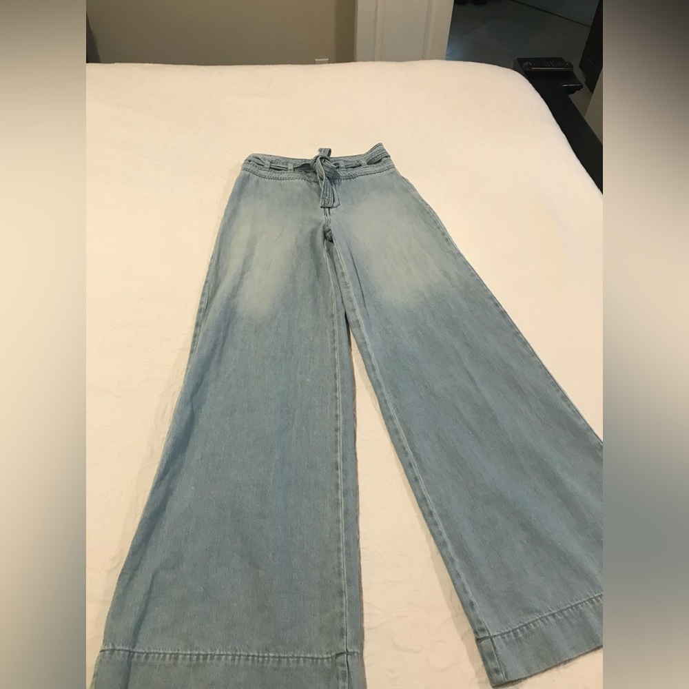Free People Wide Leg Jeans with Tie - Size 25